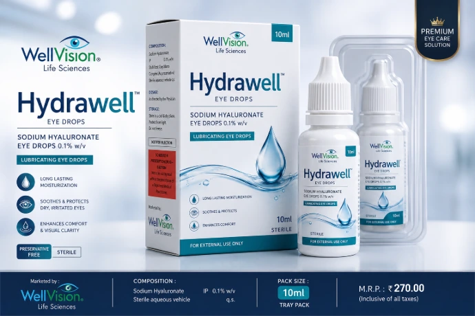 Hydrawell Sodium Hyaluronate 0.1% Eye Drops by WellVision Life Sciences